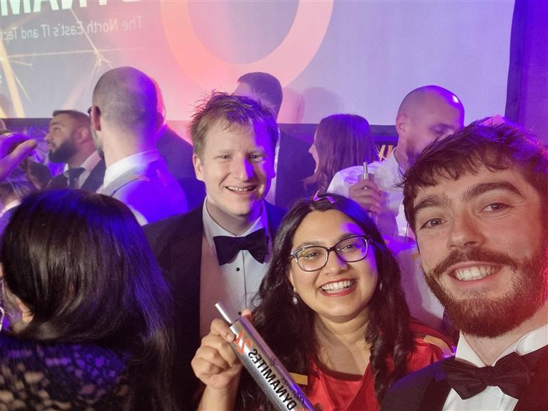 Kinewell's Dr Andrew Jenkins, Dr Henna Bains and Dylan Jones with the EDI Award